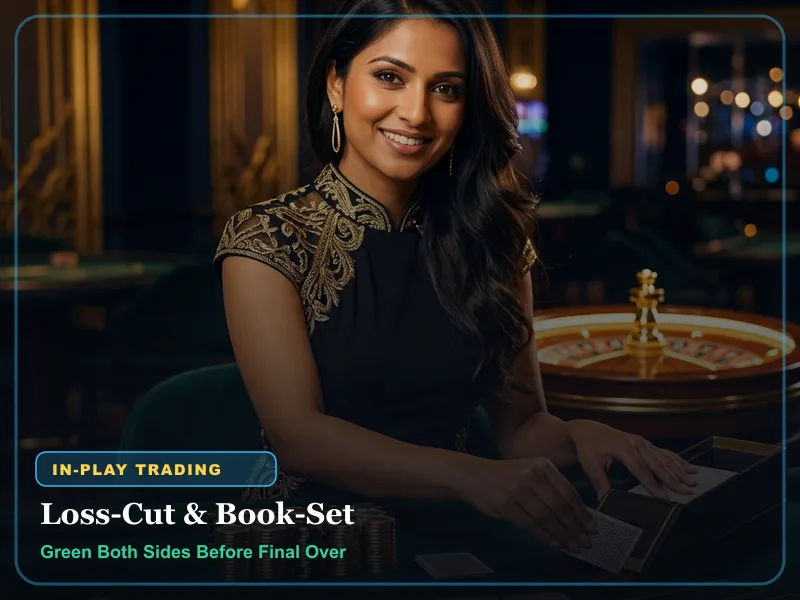 Play99Exch in-play loss-cut and book-set hedging interface on live cricket